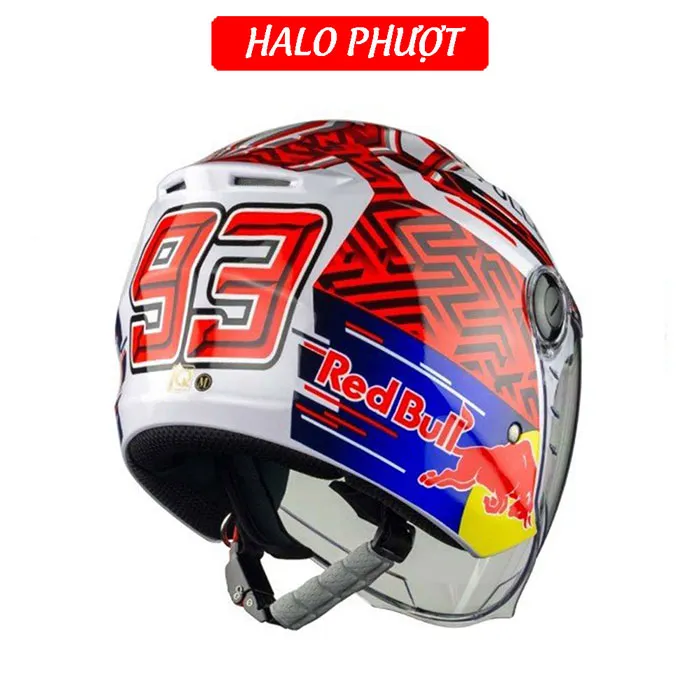 Nón bảo hiểm 3/4 2 kính Royal M668 - Tem Red Bull