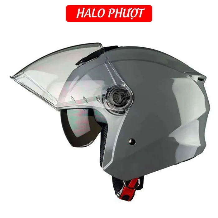 ( Tặng Tem KYT ) Nón bảo hiểm 3/4 2 kính Royal M668 (XH01 2 kính) - Xám Bóng