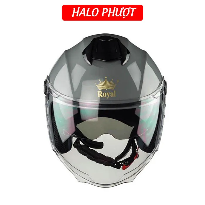 ( Tặng Tem KYT ) Nón bảo hiểm 3/4 2 kính Royal M668 (XH01 2 kính) - Xám Bóng