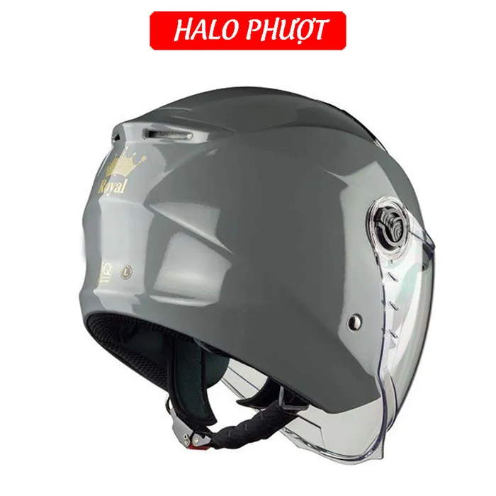 ( Tặng Tem KYT ) Nón bảo hiểm 3/4 2 kính Royal M668 (XH01 2 kính) - Xám Bóng