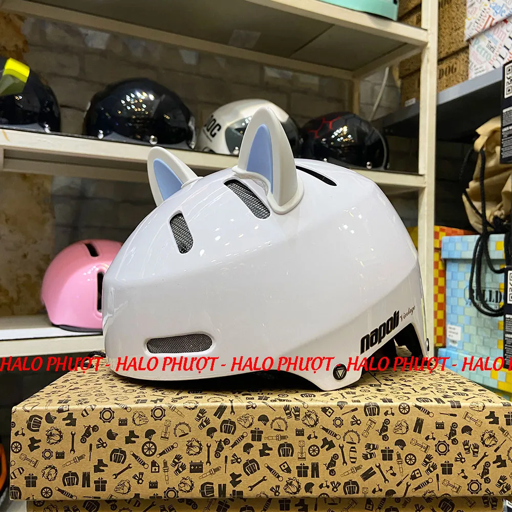 Nón xe đạp Napoli N05 Trắng Bóng 