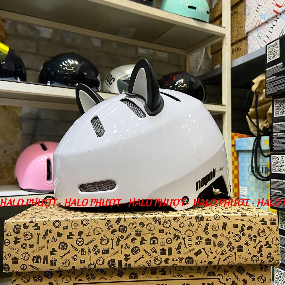 Nón xe đạp Napoli N05 Trắng Bóng 