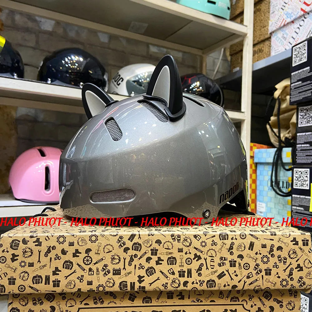 Nón xe đạp Napoli N05 Xám Bóng 