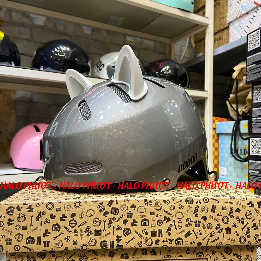 Nón xe đạp Napoli N05 Xám Bóng 