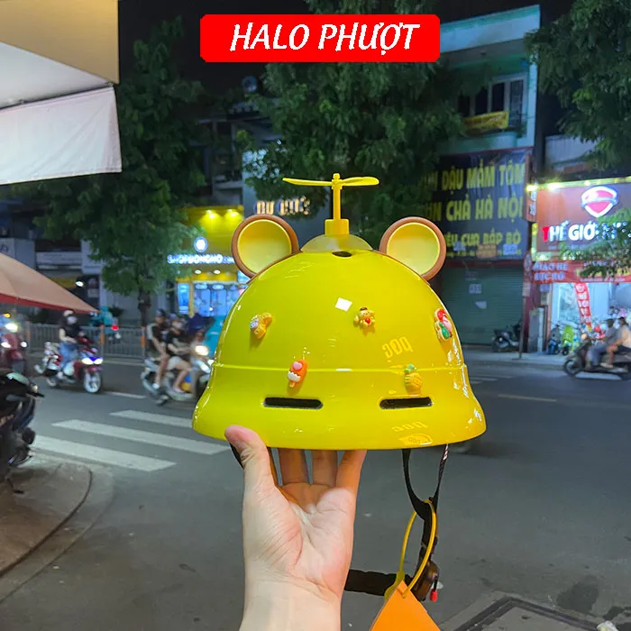 Nón POC PK02 Vàng (Tặng tai mèo)