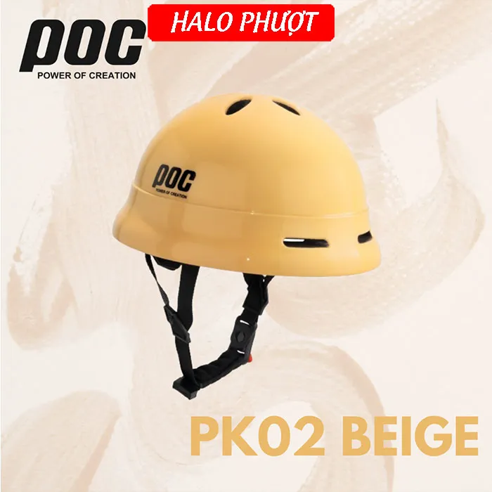 Nón POC PK02 Màu Kem Beige (Tặng tai mèo)