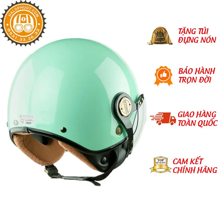 Mũ bảo hiểm 3/4 Bulldog POM Xanh Lá (Tặng khóa số)