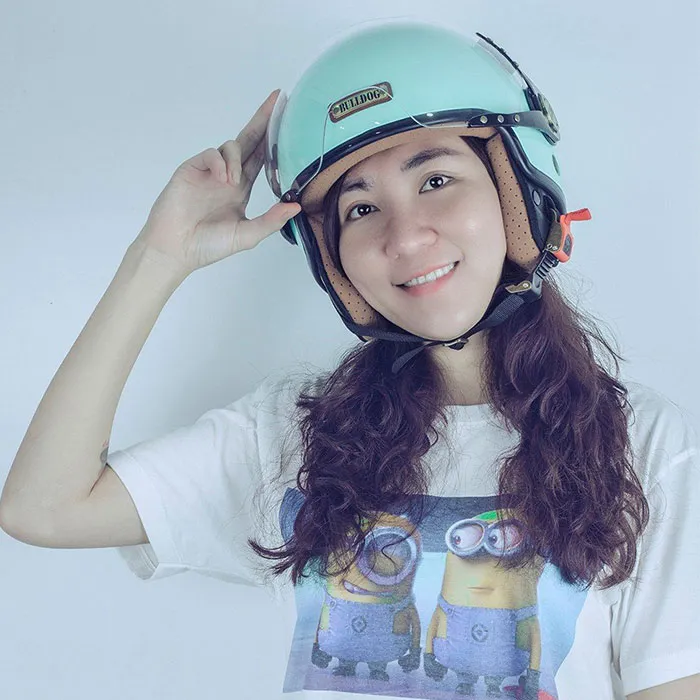 Mũ bảo hiểm 3/4 Bulldog POM Xanh Lá (Tặng khóa số)