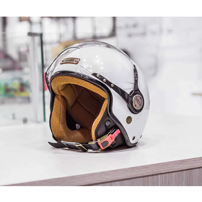 Mũ bảo hiểm 3/4 Bulldog POM Trắng (Tặng khóa số)