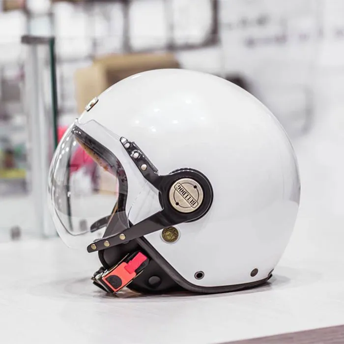 Mũ bảo hiểm 3/4 Bulldog POM Trắng (Tặng khóa số)