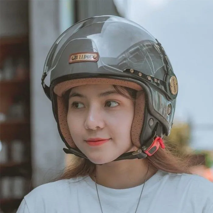 Mũ bảo hiểm 3/4 Bulldog POM Xám (Tặng khóa số)