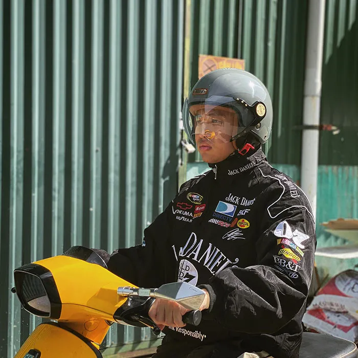 Mũ bảo hiểm 3/4 Bulldog POM Xám (Tặng khóa số)