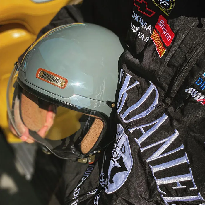 Mũ bảo hiểm 3/4 Bulldog POM Xám (Tặng khóa số)