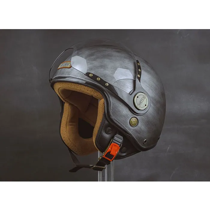 Mũ bảo hiểm 3/4 Bulldog POM Xước Bạc (Tặng khóa số)