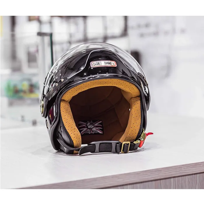 Mũ bảo hiểm 3/4 Bulldog POM Đen Bóng (Tặng khóa nón)