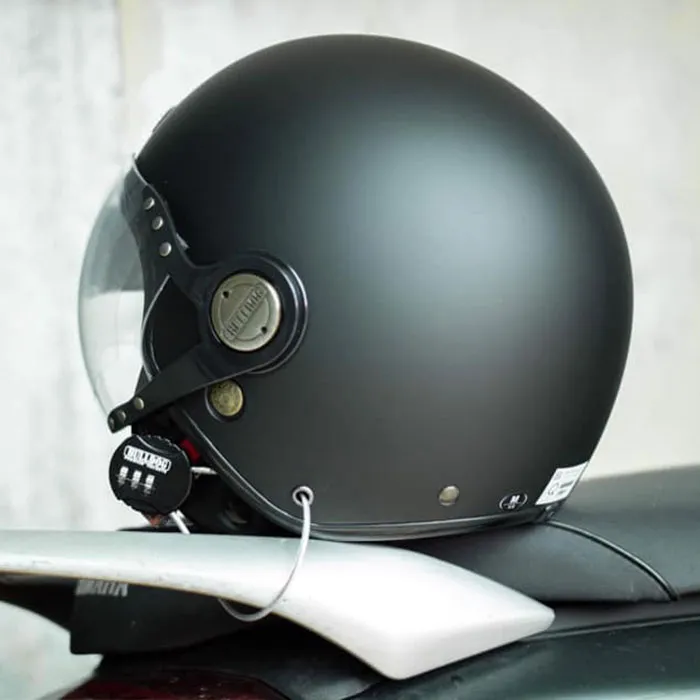 Mũ bảo hiểm 3/4 Bulldog POM Đen Nhám (Tặng khóa số)