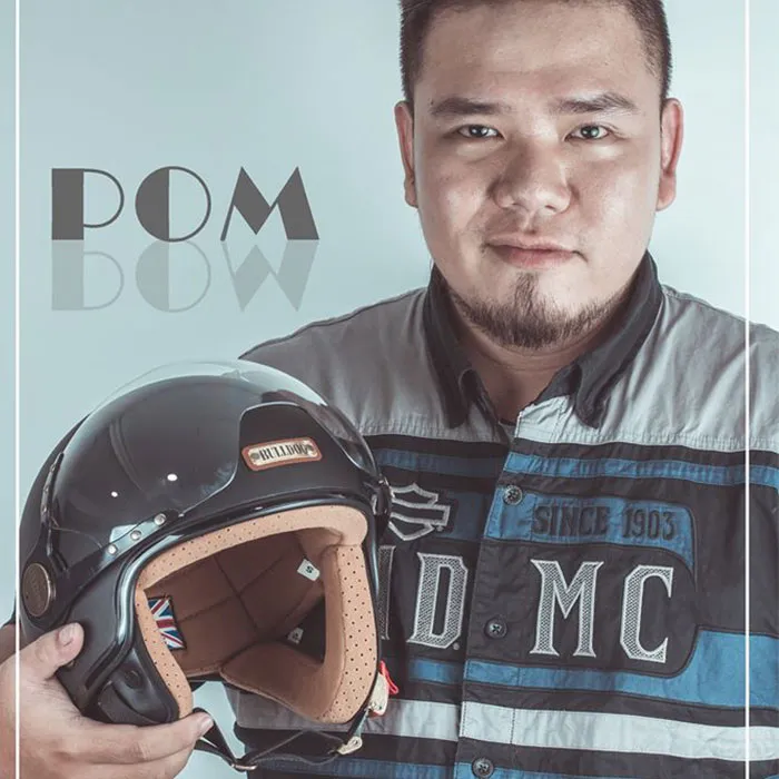 Mũ bảo hiểm 3/4 Bulldog POM Đen Nhám (Tặng khóa số)
