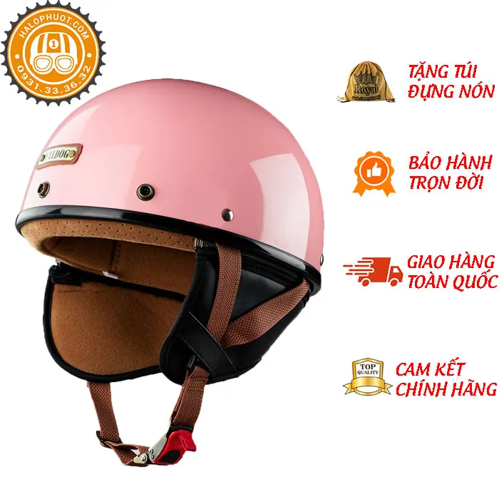 Nón nửa đầu Bulldog PUG Hồng