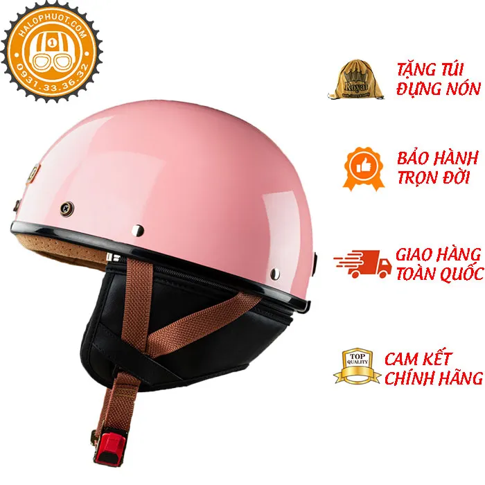 Nón nửa đầu Bulldog PUG Hồng