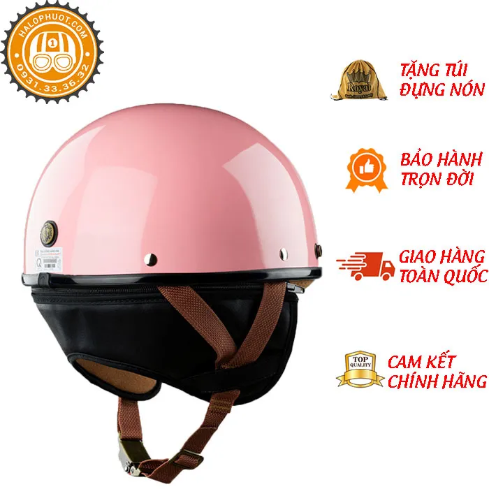 Nón nửa đầu Bulldog PUG Hồng