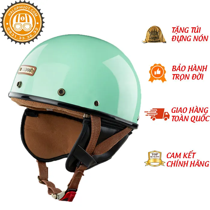 Nón nửa đầu Bulldog PUG Xanh Lá