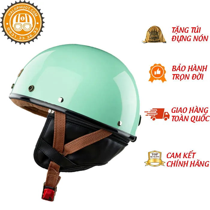 Nón nửa đầu Bulldog PUG Xanh Lá