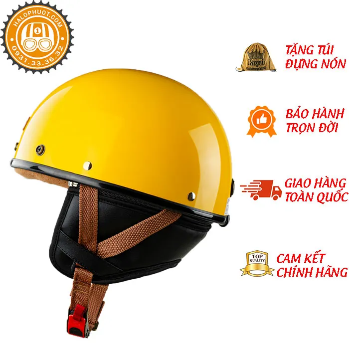 Nón nửa đầu Bulldog PUG Vàng