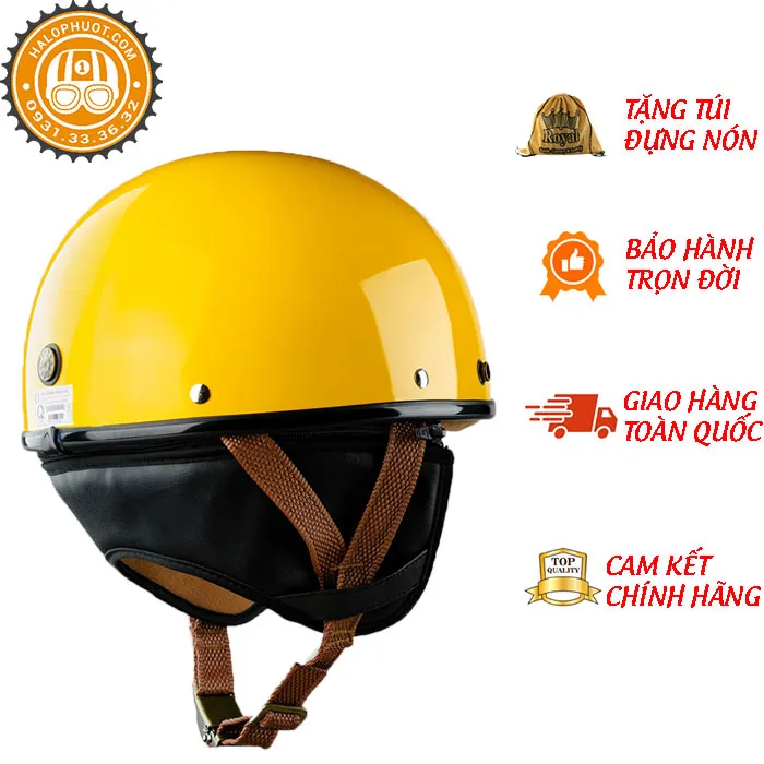 Nón nửa đầu Bulldog PUG Vàng