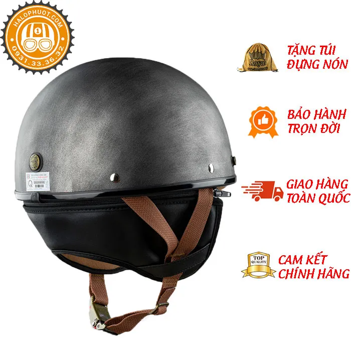 Nón nửa đầu Bulldog PUG Xước Bạc