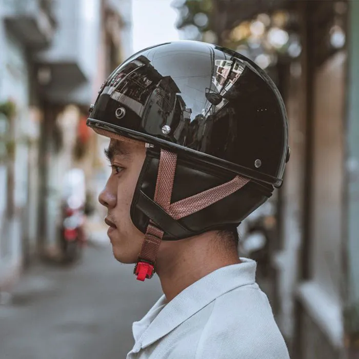 Nón nửa đầu Bulldog PUG Đen Bóng