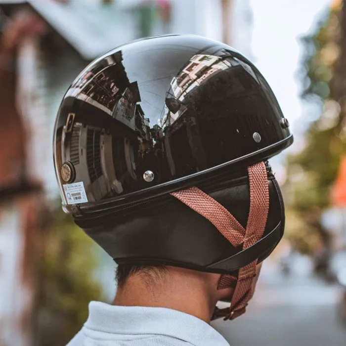 Nón nửa đầu Bulldog PUG Đen Bóng