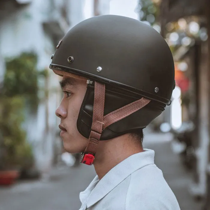 Nón nửa đầu Bulldog PUG Đen Nhám