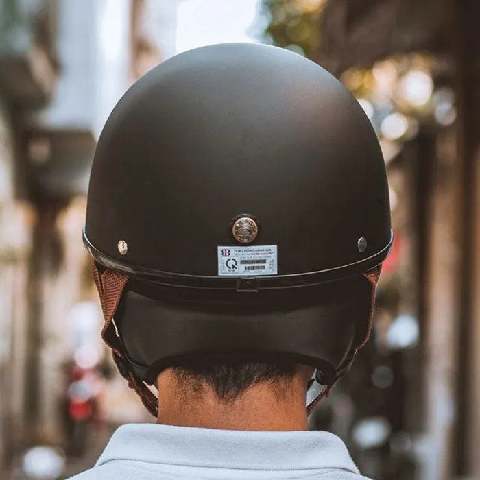 Nón nửa đầu Bulldog PUG Đen Nhám