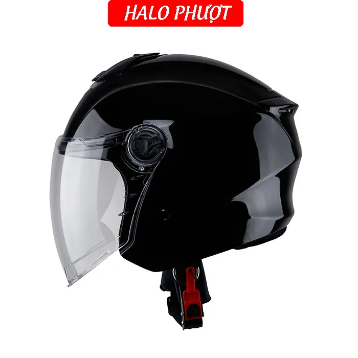 ( Tặng Tem KYT ) Nón bảo hiểm 3/4 Royal XH01 Đen Bóng (Lót tháo rời)