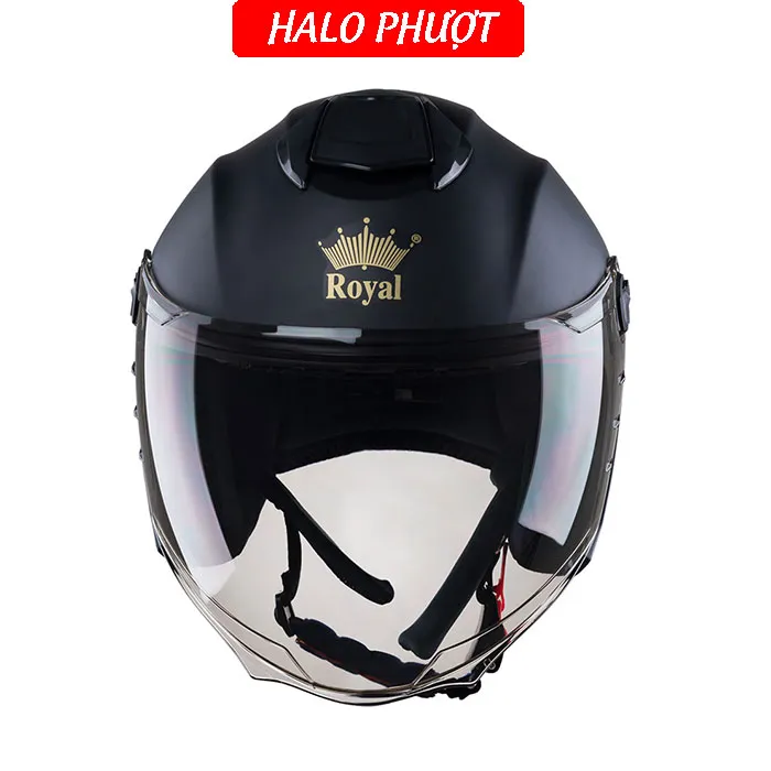 ( Tặng Tem KYT ) Nón bảo hiểm 3/4 Royal XH01 Đen Nhám (Lót tháo rời)