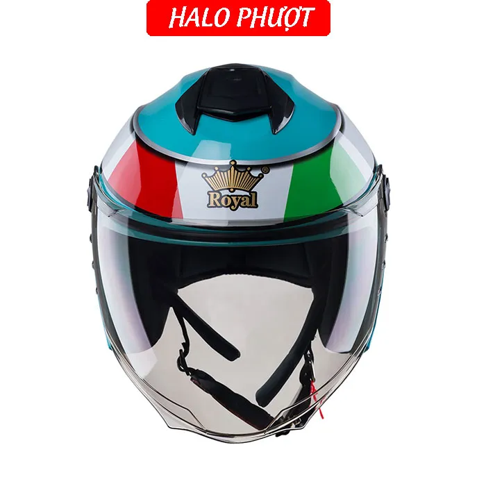 ( Tặng Tem KYT ) Nón bảo hiểm 3/4 Royal XH01 tem Leopard (Lót tháo rời) 