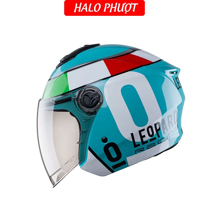 ( Tặng Tem KYT ) Nón bảo hiểm 3/4 Royal XH01 tem Leopard (Lót tháo rời) 