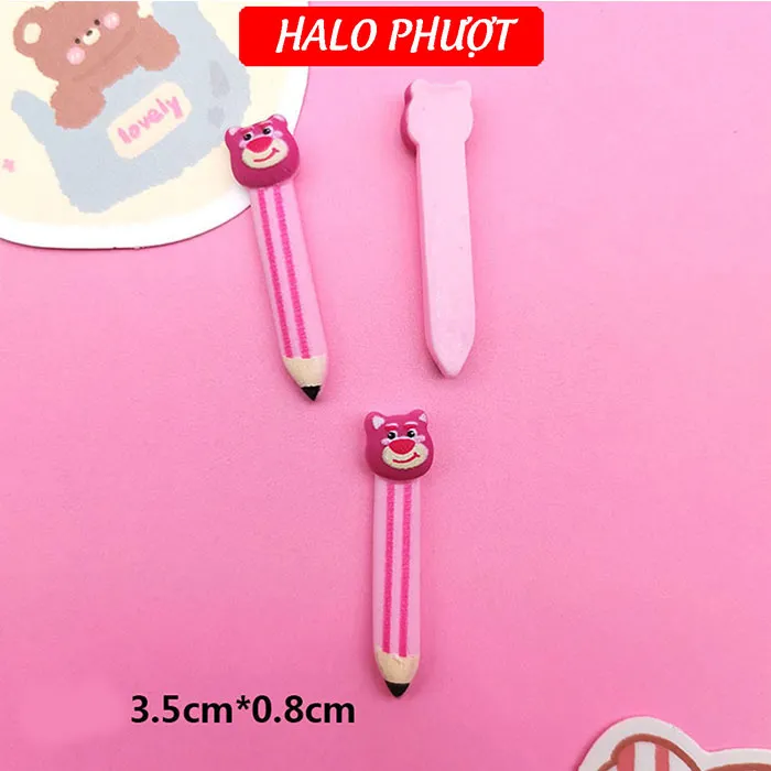 (Tặng keo) Set 10 CHARM 3D Gấu Dâu làm jibbitz , trang trí, charm gắn nón, charm điện thoại..