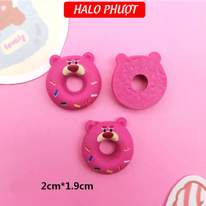 (Tặng keo) Set 10 CHARM 3D Gấu Dâu làm jibbitz , trang trí, charm gắn nón, charm điện thoại..