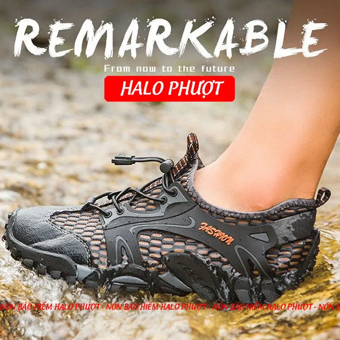 Giày phượt Trekking, leo núi, đi biển siêu bám, nhanh khô - Màu Rêu Drift 01