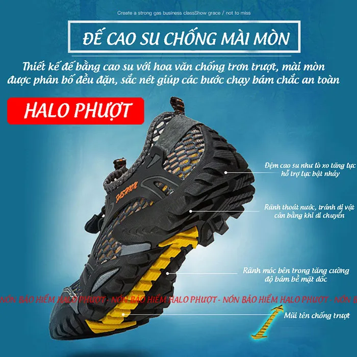 Giày phượt Trekking, leo núi, đi biển siêu bám, nhanh khô - Màu Rêu Drift 01