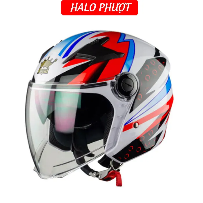 ( Tặng Tem KYT ) Nón bảo hiểm 3/4 2 kính Royal M268 - Tem Dragon Boy