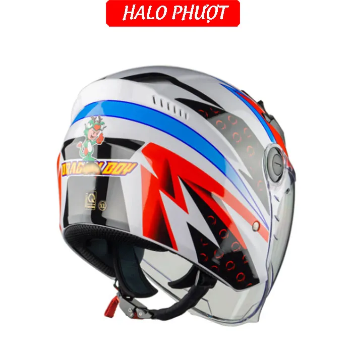 ( Tặng Tem KYT ) Nón bảo hiểm 3/4 2 kính Royal M268 - Tem Dragon Boy