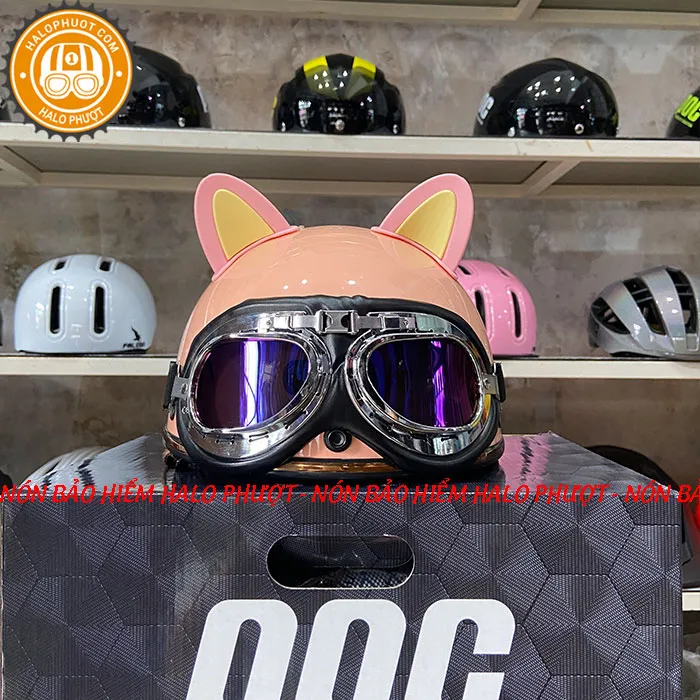 Nón nửa đầu Napoli PUG Harley (Hồng Da)