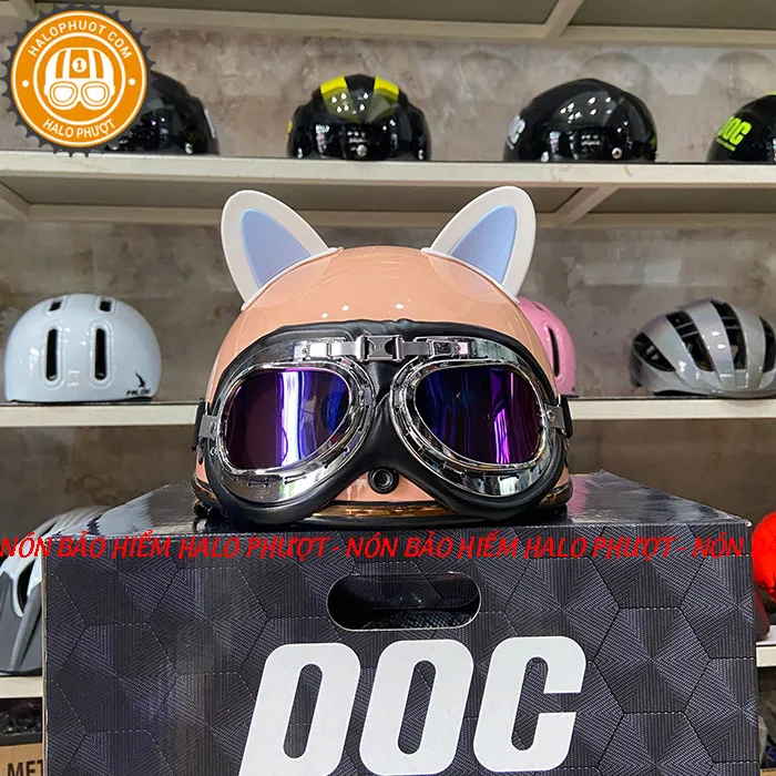 Nón nửa đầu Napoli PUG Harley (Hồng Da)