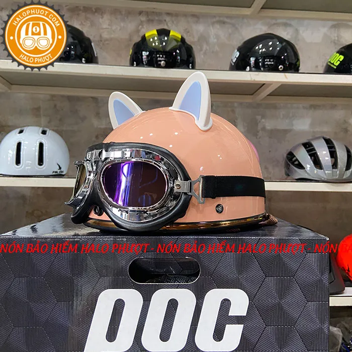 Nón nửa đầu Napoli PUG Harley (Hồng Da)