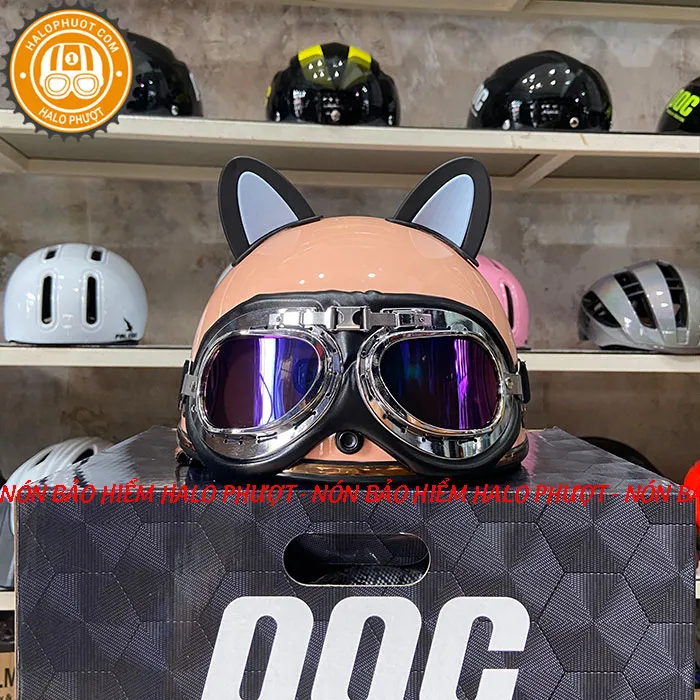 Nón nửa đầu Napoli PUG Harley (Hồng Da)