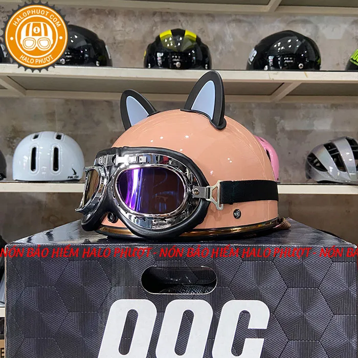 Nón nửa đầu Napoli PUG Harley (Hồng Da)