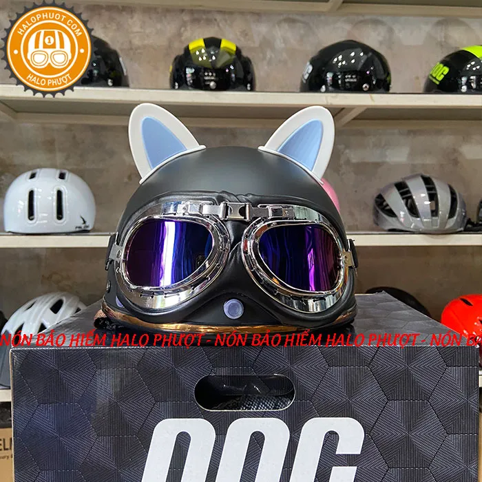 Nón nửa đầu Napoli PUG Harley (Đen Nhám) 