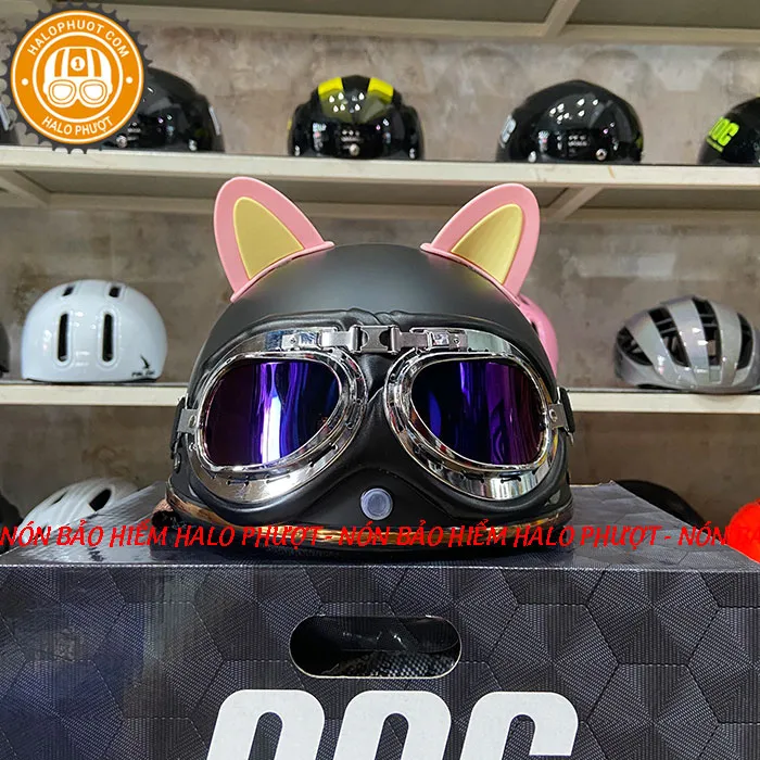 Nón nửa đầu Napoli PUG Harley (Đen Nhám) 